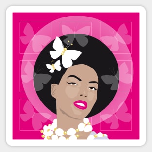 Girl with Afro and Butterflies Sticker